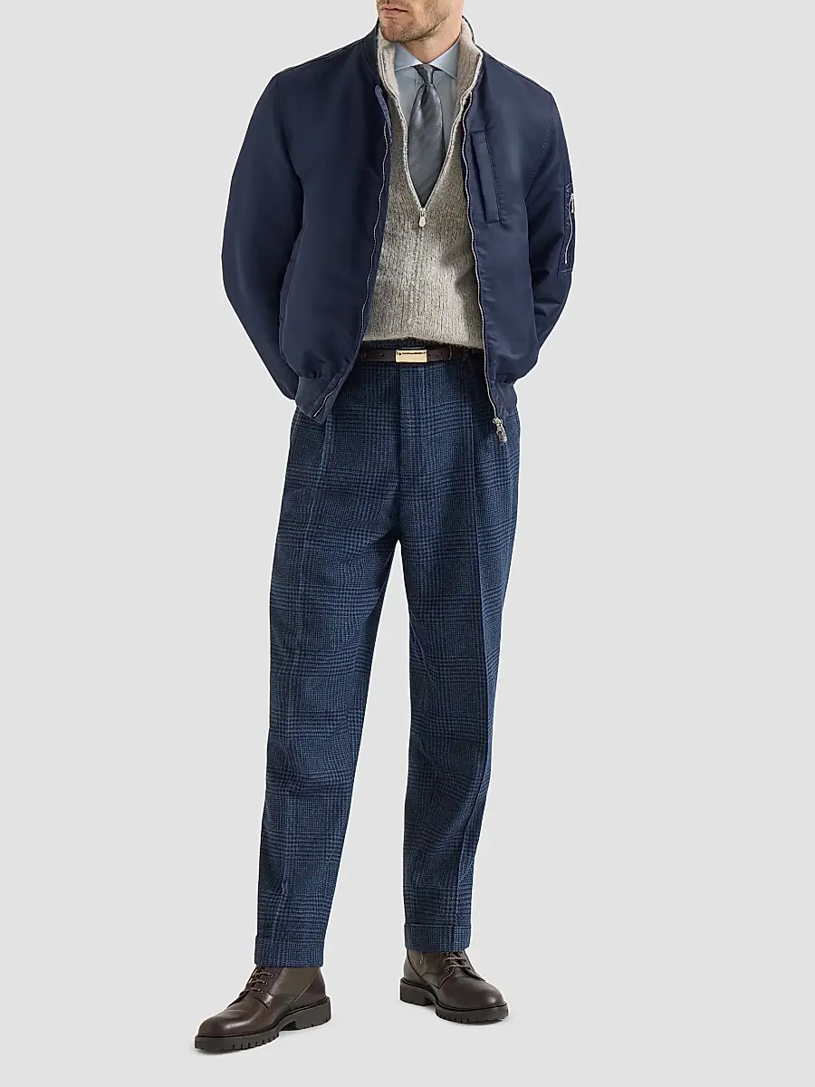 Brunello Cucinelli Men's Twill Shirt with Spread Collar - Azure | Thumbnail 6