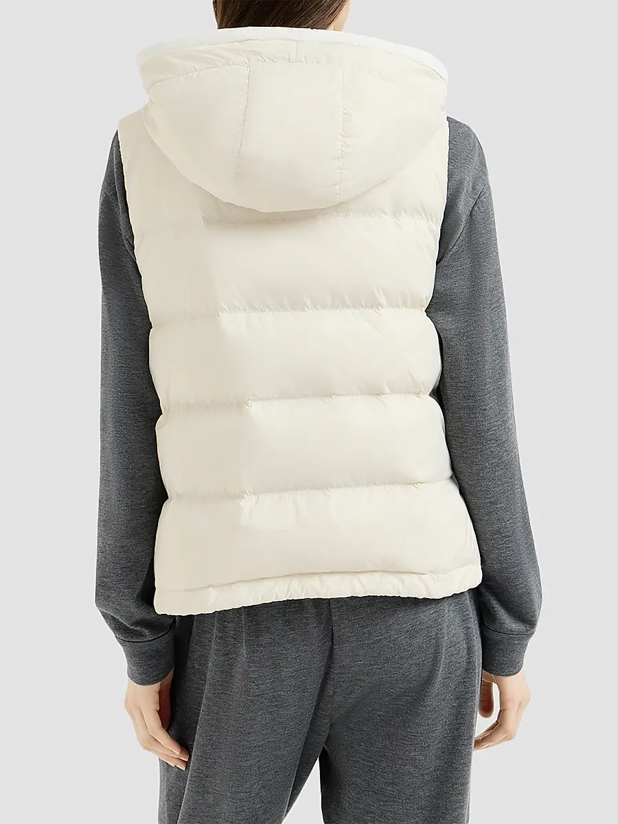 Brunello Cucinelli Women's Lightweight Matte Nylon Down Vest | Thumbnail 3