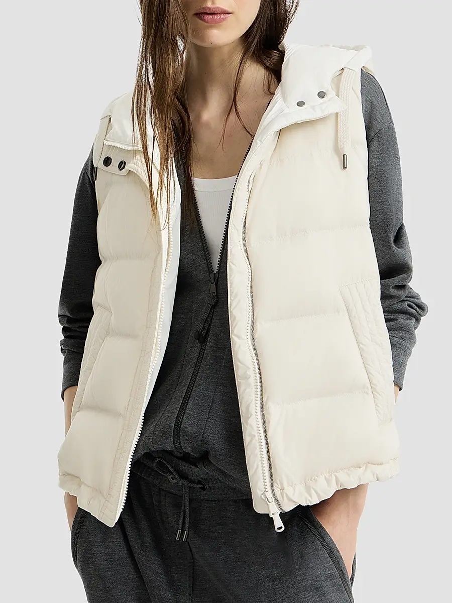 Brunello Cucinelli Women's Lightweight Matte Nylon Down Vest | Thumbnail 4