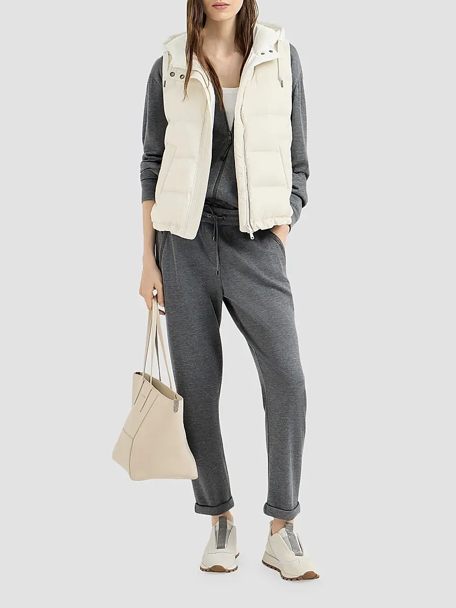 Brunello Cucinelli Women's Lightweight Matte Nylon Down Vest | Thumbnail 6