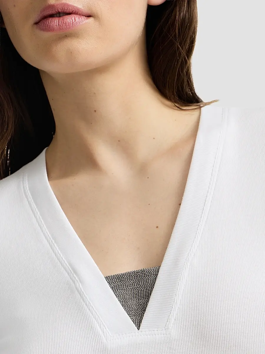 Brunello Cucinelli Women's Stretch Cotton Ribbed Jersey Top | Thumbnail 5 Brunello Cucinelli Women's Stretch Cotton Ribbed Jersey Top | Thumbnail 5