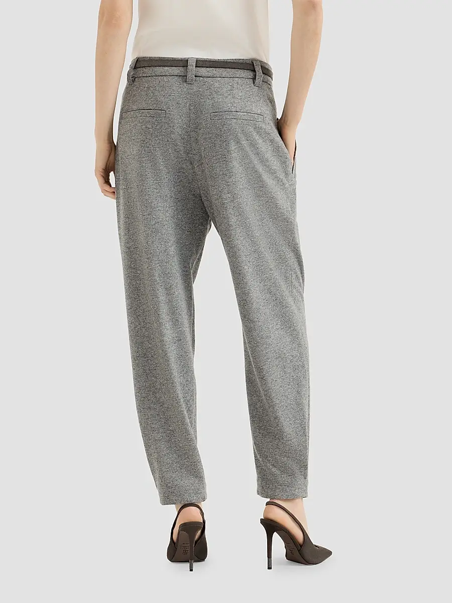Brunello Cucinelli Women's Cashmere Jersey Tailored Trousers | Thumbnail 3