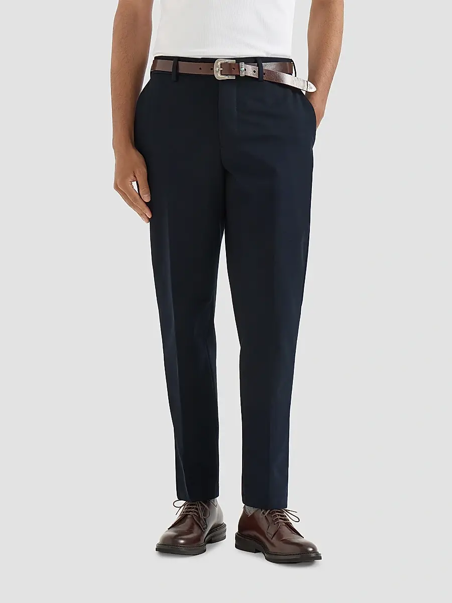 Brunello Cucinelli Men's Cotton and Virgin Wool Gabardine Italian Fit Trousers | Thumbnail 2 Brunello Cucinelli Men's Cotton and Virgin Wool Gabardine Italian Fit Trousers | Thumbnail 2