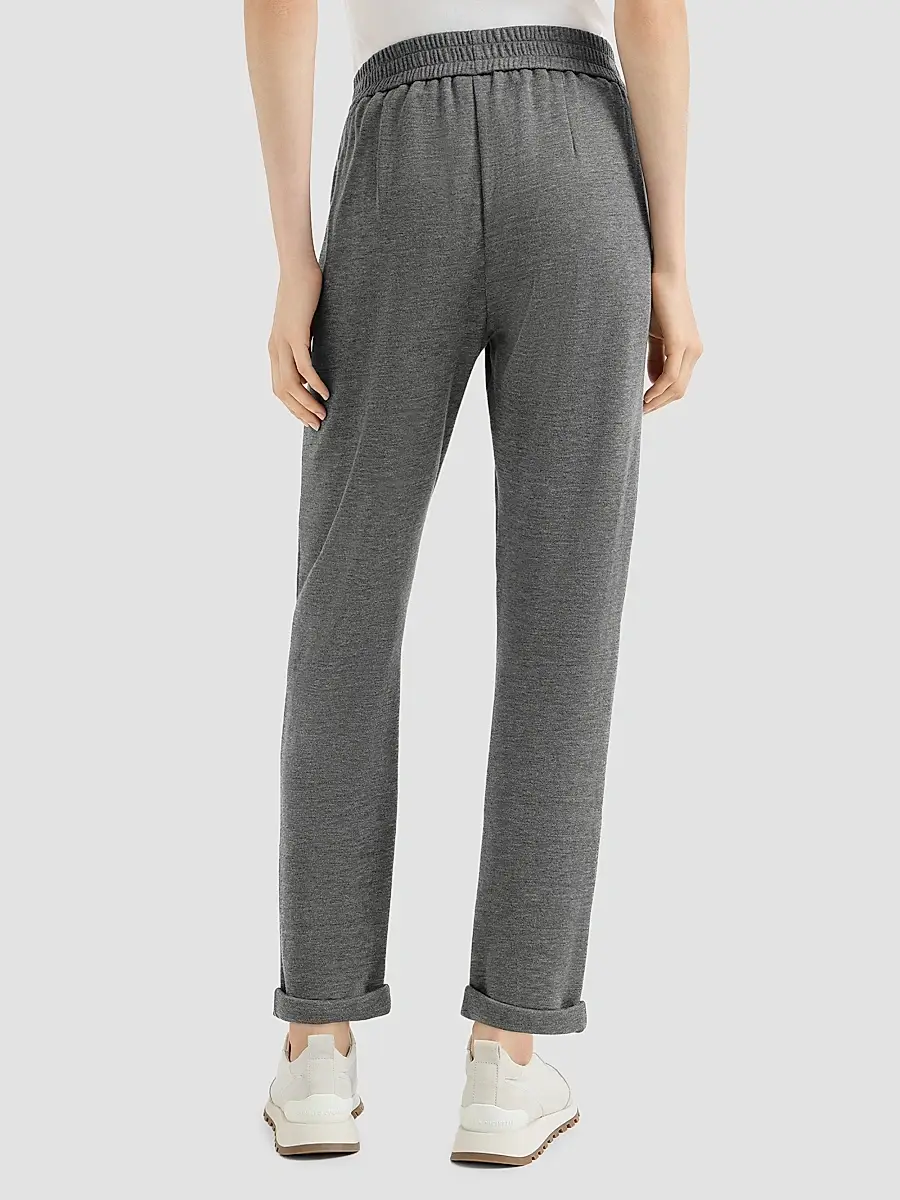 Brunello Cucinelli Women's Cotton and Silk Interlock Trousers | Thumbnail 3 Brunello Cucinelli Women's Cotton and Silk Interlock Trousers | Thumbnail 3