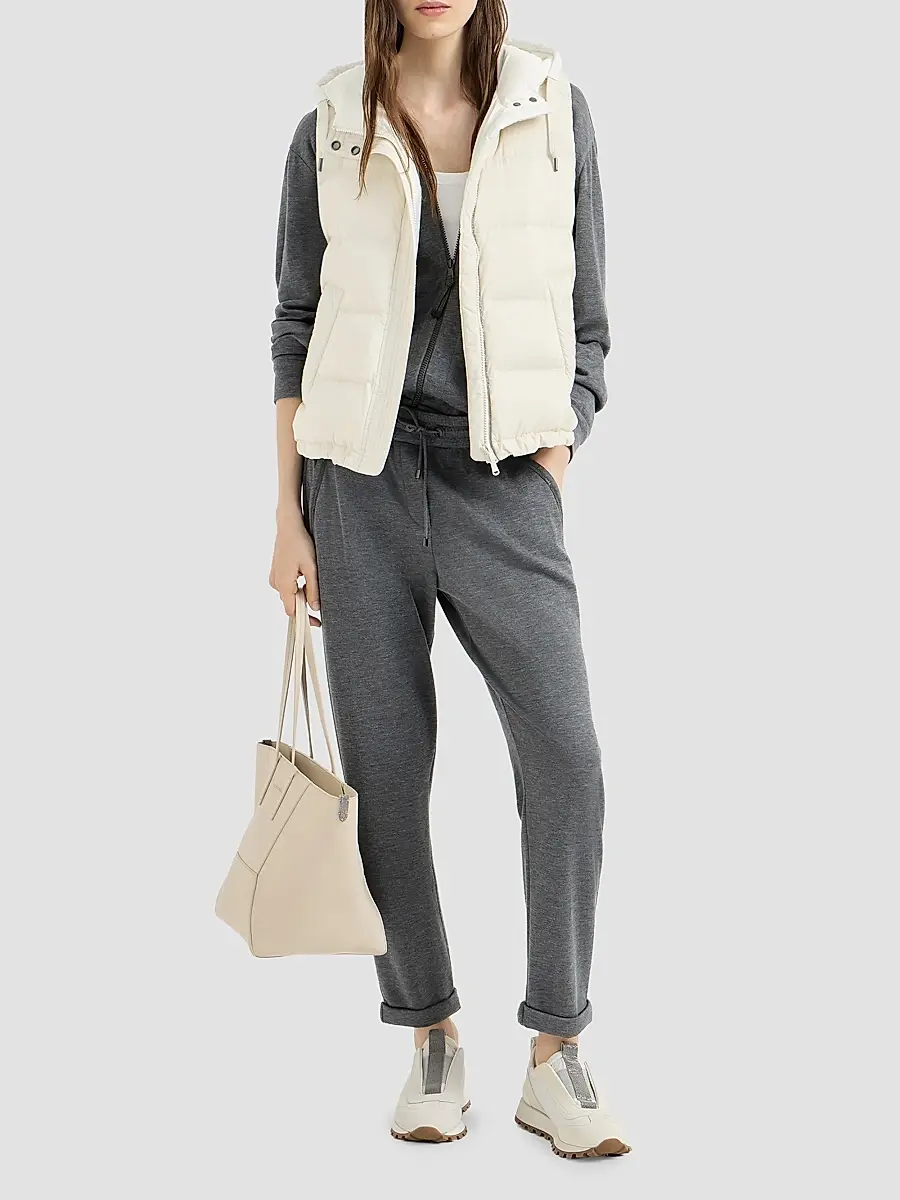 Brunello Cucinelli Women's Cotton and Silk Interlock Trousers | Thumbnail 6 Brunello Cucinelli Women's Cotton and Silk Interlock Trousers | Thumbnail 6