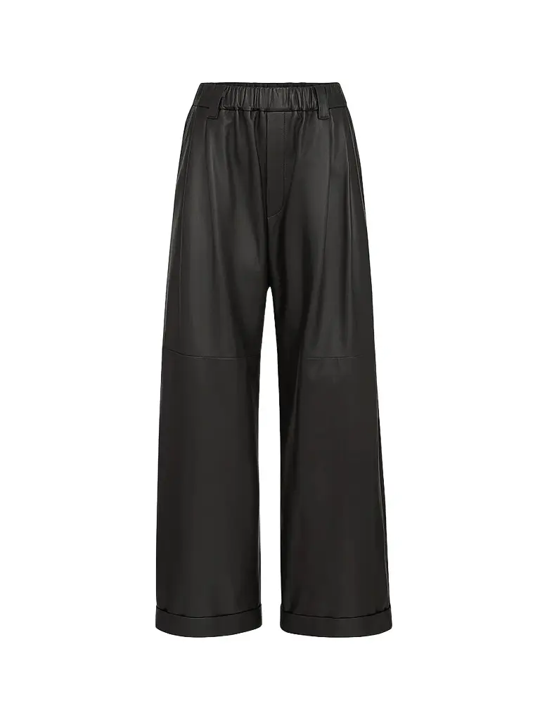 Brunello Cucinelli Women's Nappa Leather Baggy Trousers