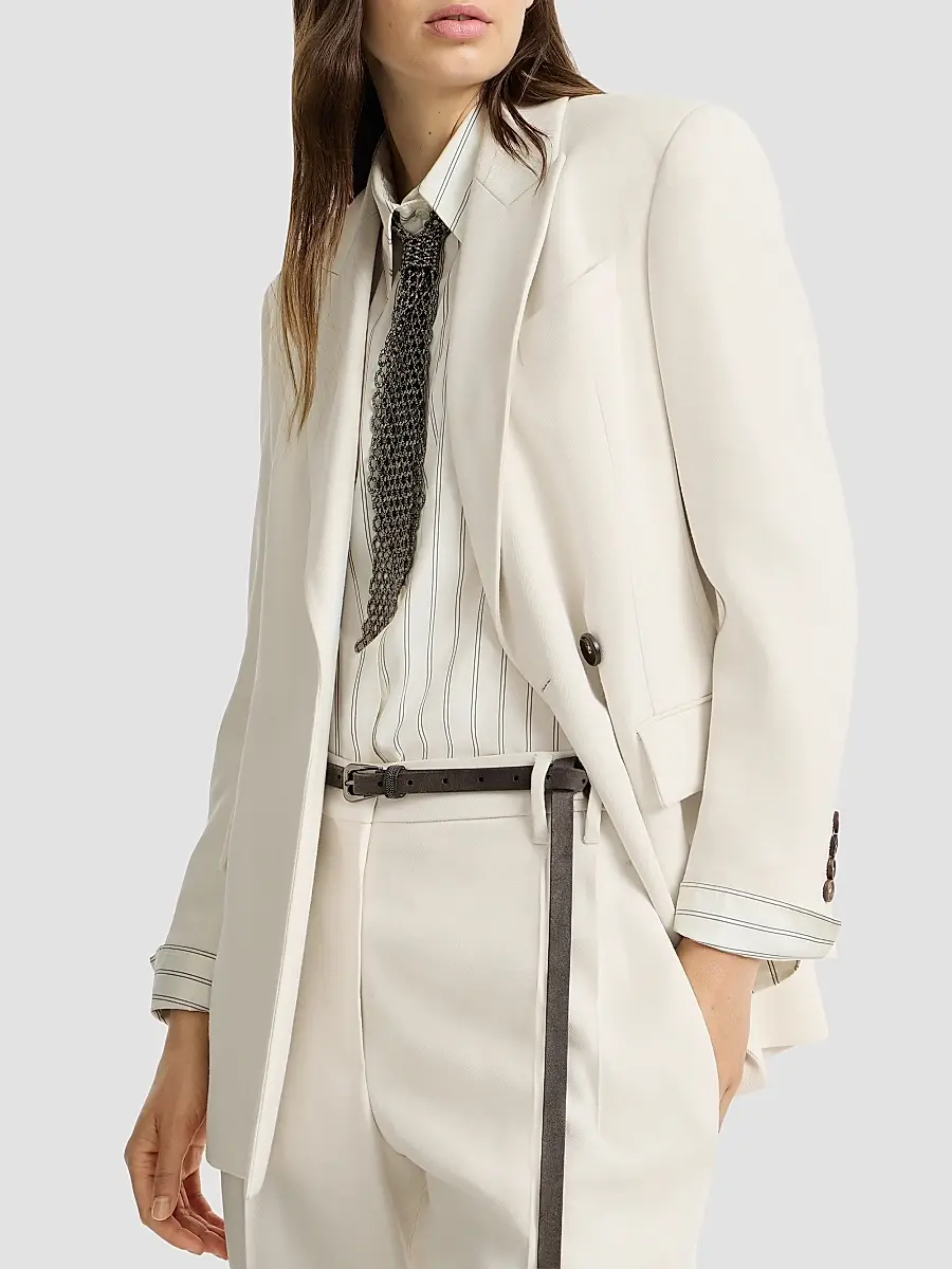 Brunello Cucinelli Women's Comfort Viscose Couture Twill Blazer | Thumbnail 4 Brunello Cucinelli Women's Comfort Viscose Couture Twill Blazer | Thumbnail 4