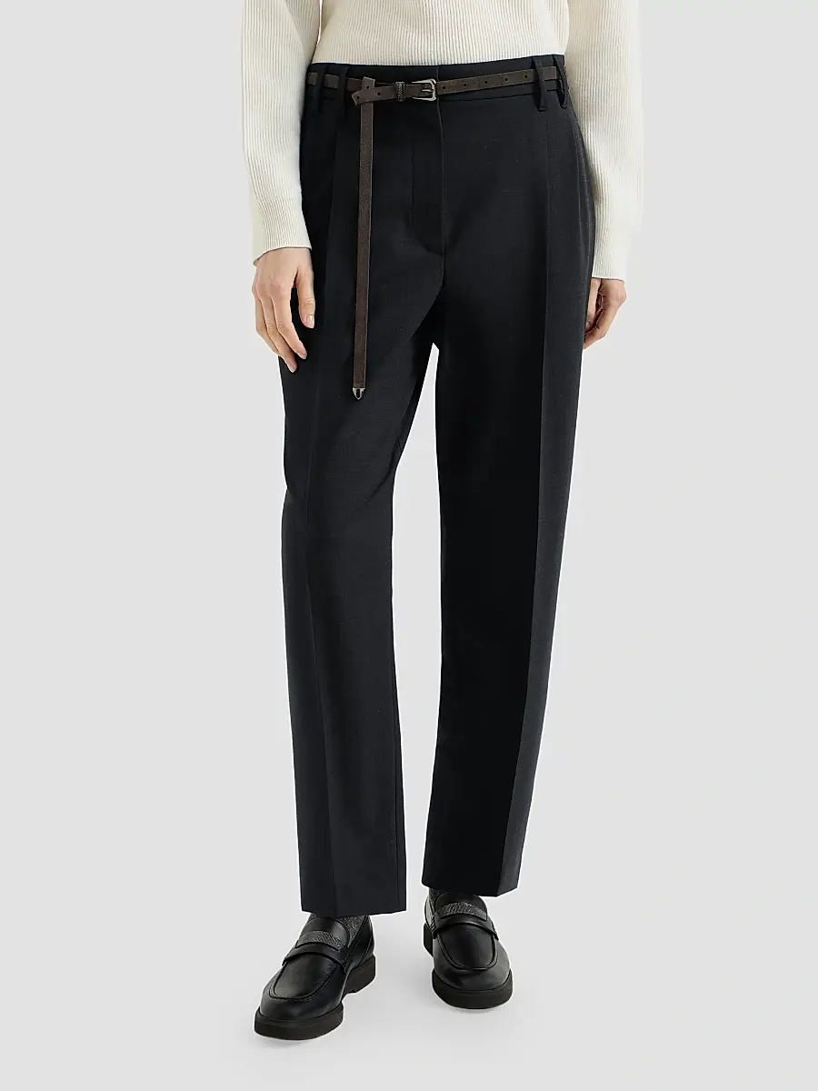 Brunello Cucinelli Women's Tropical Luxury Wool Slouchy Trousers | Thumbnail 2 Brunello Cucinelli Women's Tropical Luxury Wool Slouchy Trousers | Thumbnail 2