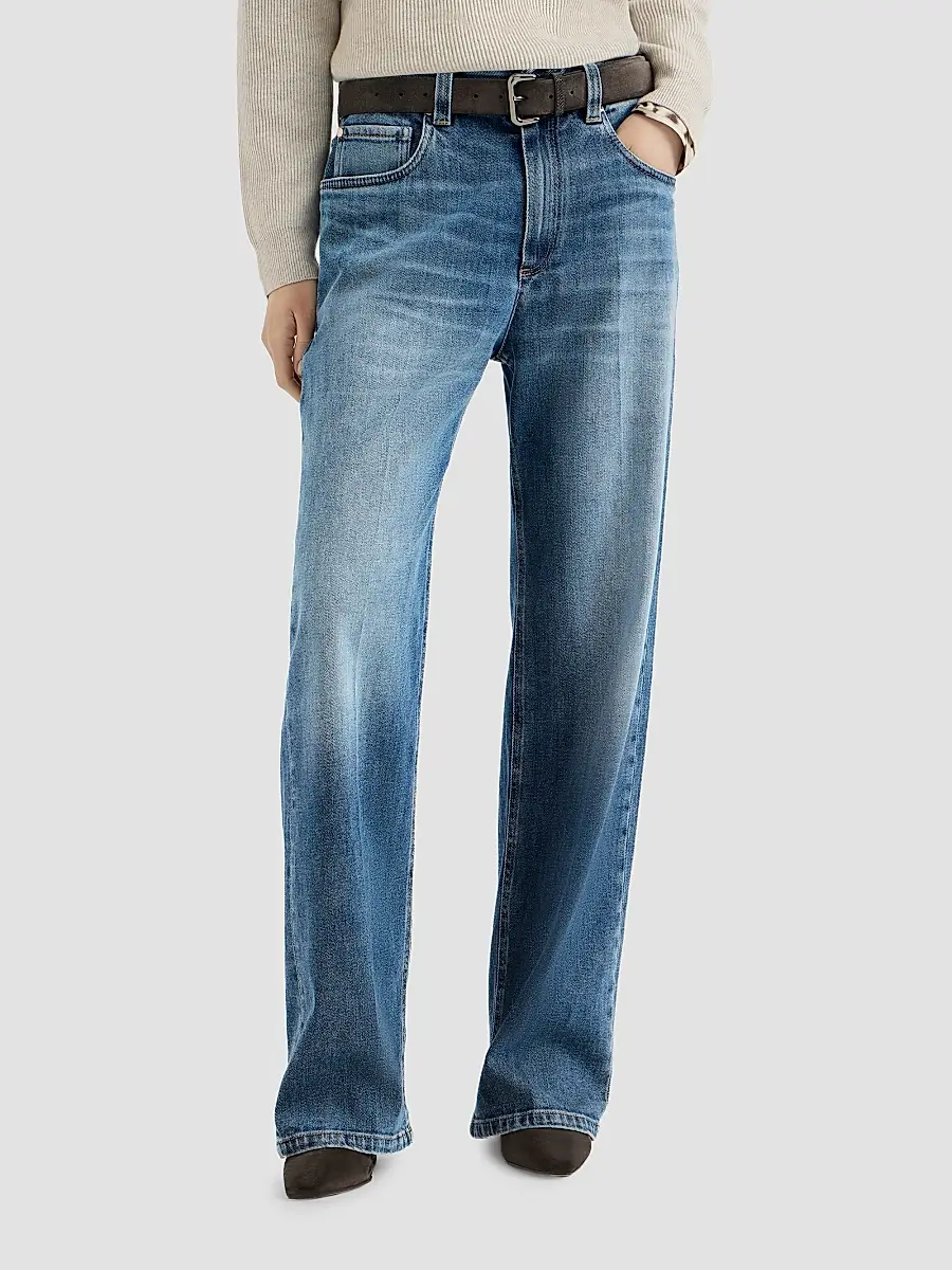Brunello Cucinelli Women's Comfort Cotton Denim Contemporary Loose Jeans | Thumbnail 2 Brunello Cucinelli Women's Comfort Cotton Denim Contemporary Loose Jeans | Thumbnail 2