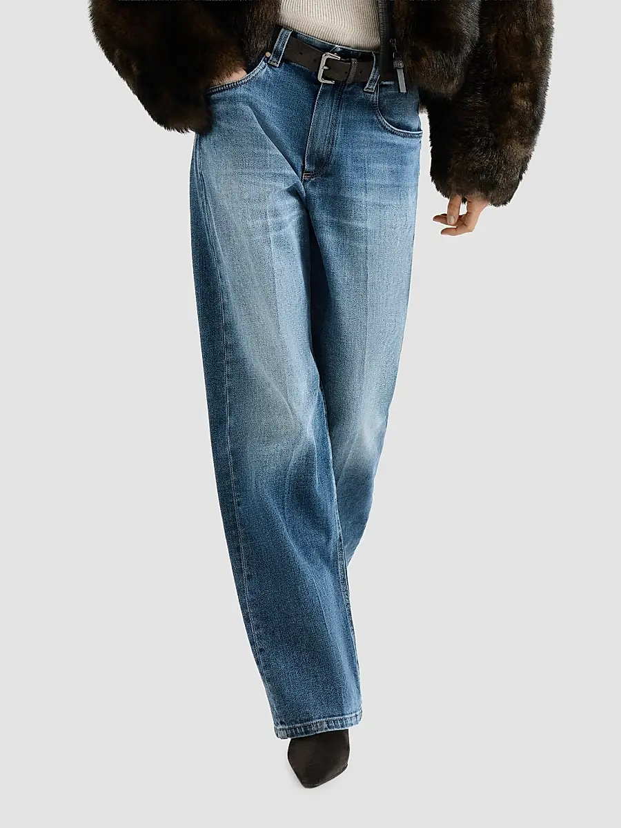 Brunello Cucinelli Women's Comfort Cotton Denim Contemporary Loose Jeans | Thumbnail 4 Brunello Cucinelli Women's Comfort Cotton Denim Contemporary Loose Jeans | Thumbnail 4