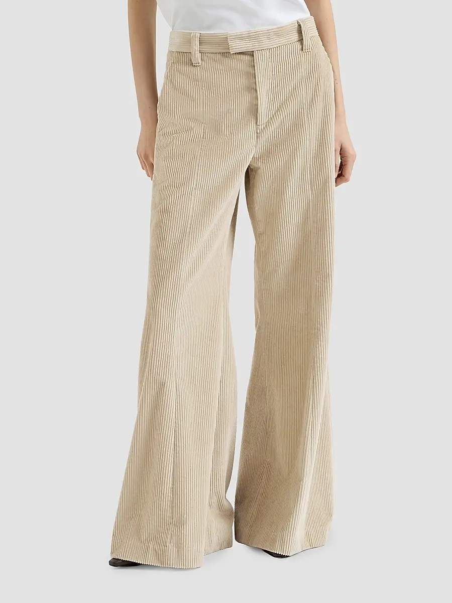 Brunello Cucinelli Women's Cotton Corduroy Wide Flare Trousers | Thumbnail 2 Brunello Cucinelli Women's Cotton Corduroy Wide Flare Trousers | Thumbnail 2
