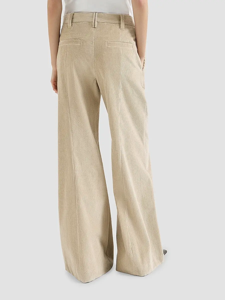 Brunello Cucinelli Women's Cotton Corduroy Wide Flare Trousers | Thumbnail 3 Brunello Cucinelli Women's Cotton Corduroy Wide Flare Trousers | Thumbnail 3