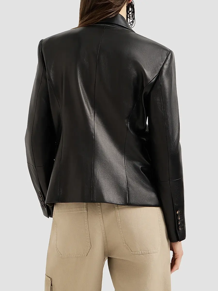 Brunello Cucinelli Women's Nappa Leather Blazer | Thumbnail 3 Brunello Cucinelli Women's Nappa Leather Blazer | Thumbnail 3