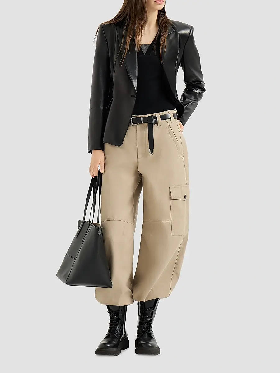 Brunello Cucinelli Women's Nappa Leather Blazer | Thumbnail 6 Brunello Cucinelli Women's Nappa Leather Blazer | Thumbnail 6