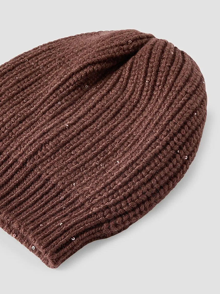 Brunello Cucinelli Women's Cashmere and Silk Diamond Yarn Knit Beanie | Thumbnail 2 Brunello Cucinelli Women's Cashmere and Silk Diamond Yarn Knit Beanie | Thumbnail 2