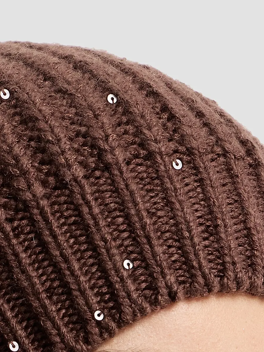 Brunello Cucinelli Women's Cashmere and Silk Diamond Yarn Knit Beanie | Thumbnail 3 Brunello Cucinelli Women's Cashmere and Silk Diamond Yarn Knit Beanie | Thumbnail 3