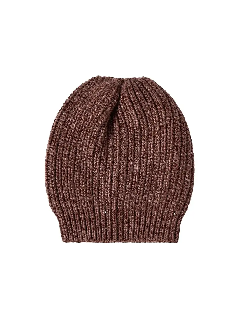 Brunello Cucinelli Women's Cashmere and Silk Diamond Yarn Knit Beanie - Chocolate - Size Medium | Image 1 Brunello Cucinelli Women's Cashmere and Silk Diamond Yarn Knit Beanie - Chocolate - Size Medium | Image 1