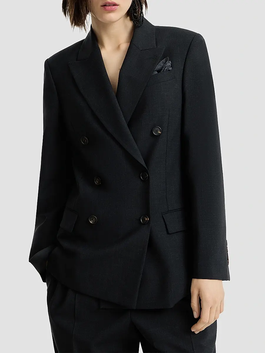 Brunello Cucinelli Women's Tropical Luxury Wool Blazer | Thumbnail 5 Brunello Cucinelli Women's Tropical Luxury Wool Blazer | Thumbnail 5