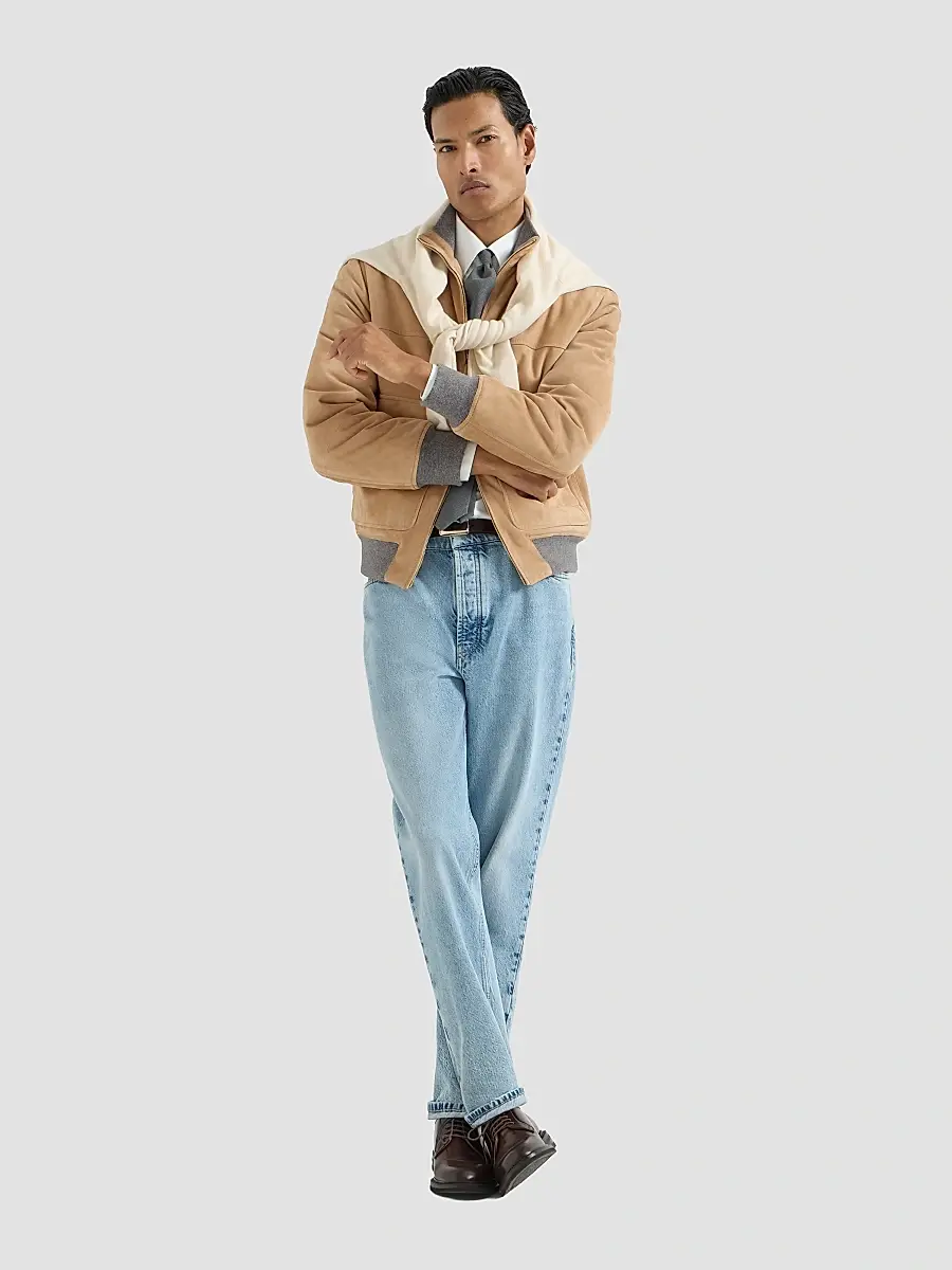 Brunello Cucinelli Men's Suede Bomber Jacket with Thermore Padding - Sand | Thumbnail 6