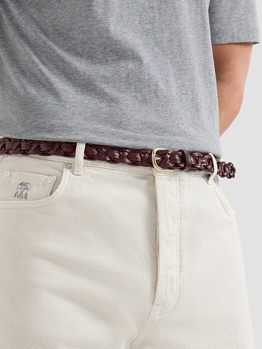Brunello Cucinelli Men's Leather Braided Belt | Thumbnail 4 Brunello Cucinelli Men's Leather Braided Belt | Thumbnail 4
