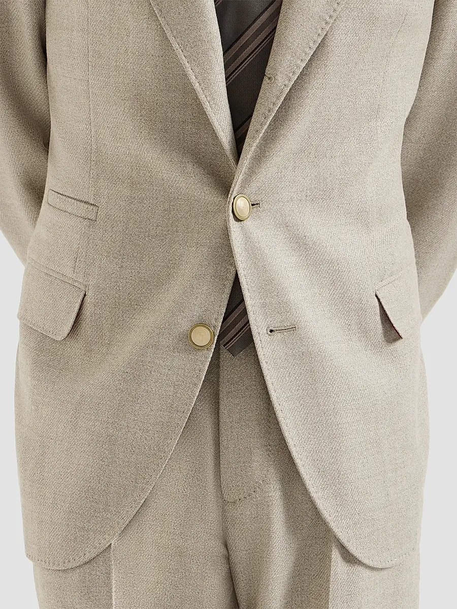 Brunello Cucinelli Men's Mouliné Virgin Wool Twill Deconstructed Blazer | Thumbnail 5