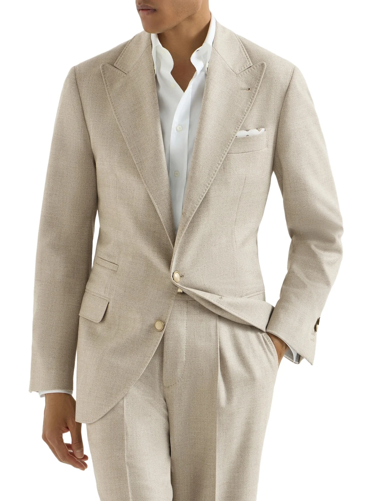 Brunello Cucinelli Men's Mouliné Virgin Wool Twill Deconstructed Blazer