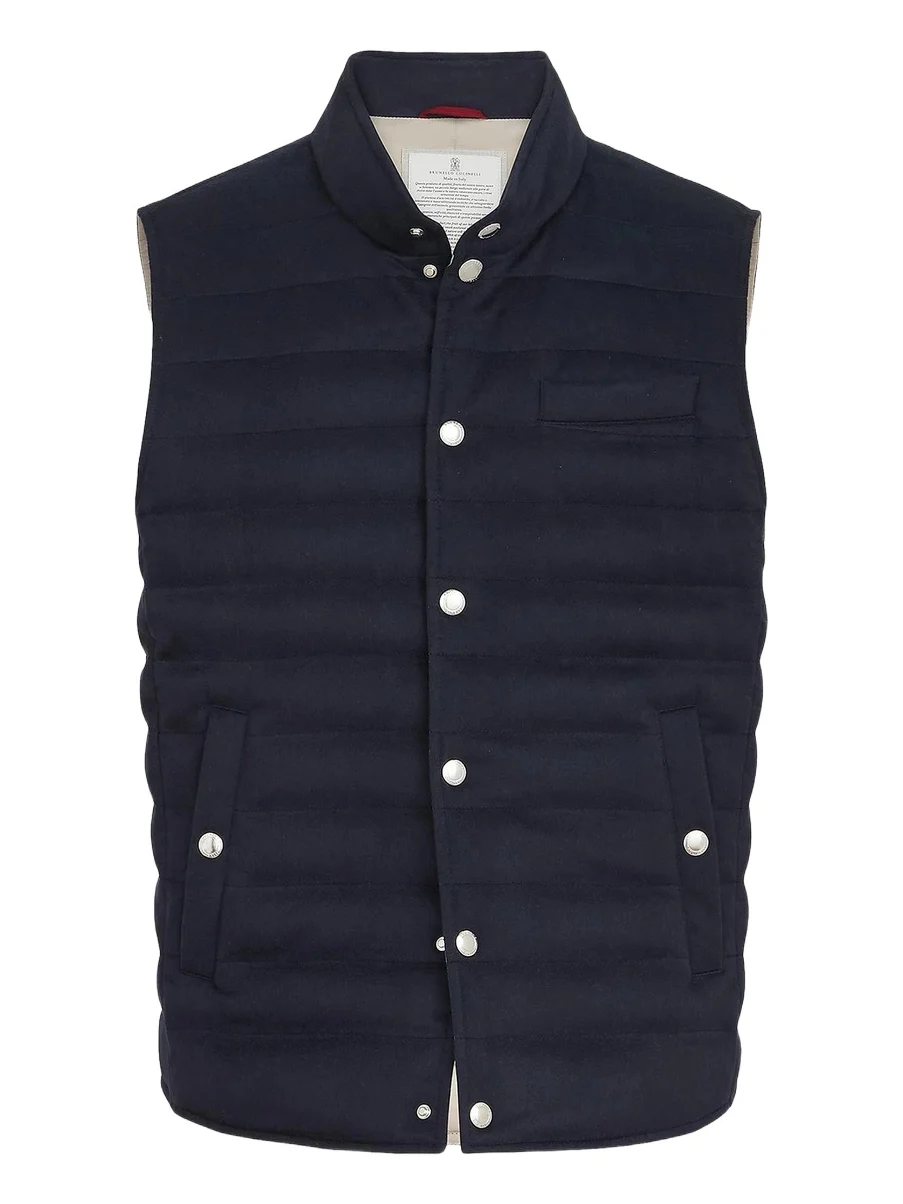 Brunello Cucinelli Men's Lightweight Cashmere Flannel Down Vest