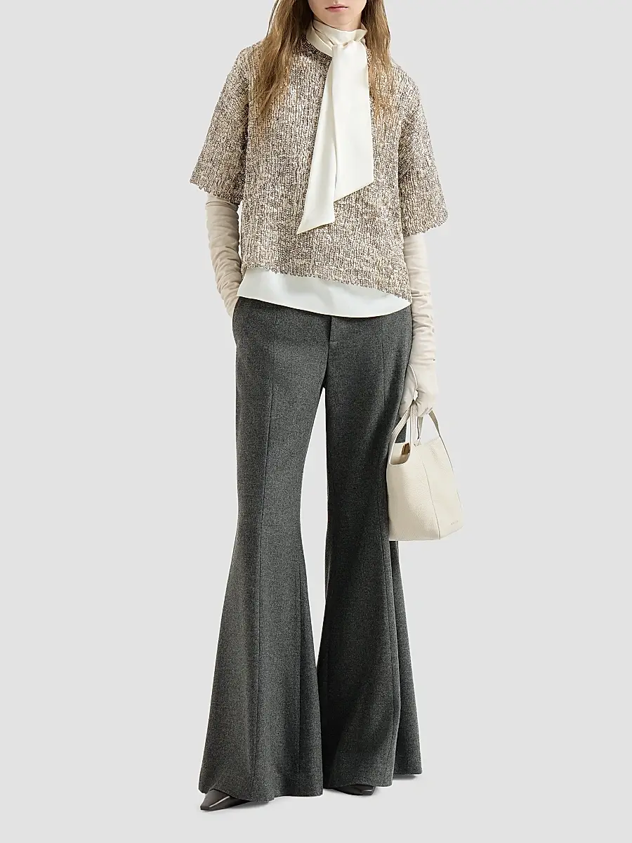 Brunello Cucinelli Women's Dazzling Craquelé Embroidery T-Shirt in Mohair and Wool - Silver Multi | Thumbnail 6 Brunello Cucinelli Women's Dazzling Craquelé Embroidery T-Shirt in Mohair and Wool - Silver Multi | Thumbnail 6
