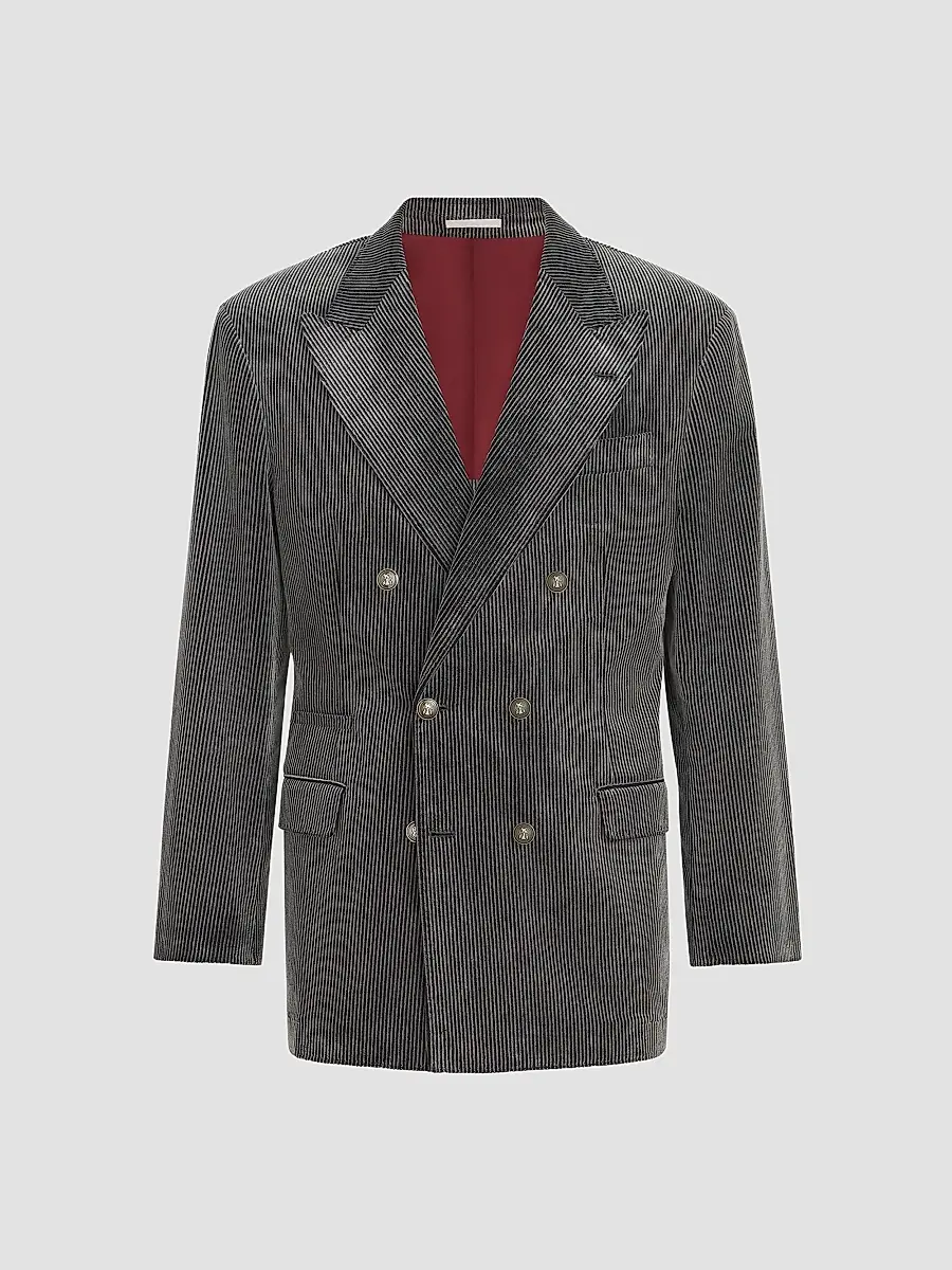 Brunello Cucinelli Men's Frosted Cotton Corduroy One-and-a-Half Breasted Tailor Blazer | Thumbnail 2