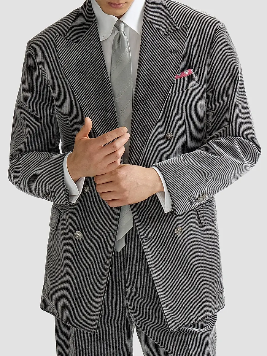 Brunello Cucinelli Men's Frosted Cotton Corduroy One-and-a-Half Breasted Tailor Blazer | Thumbnail 4