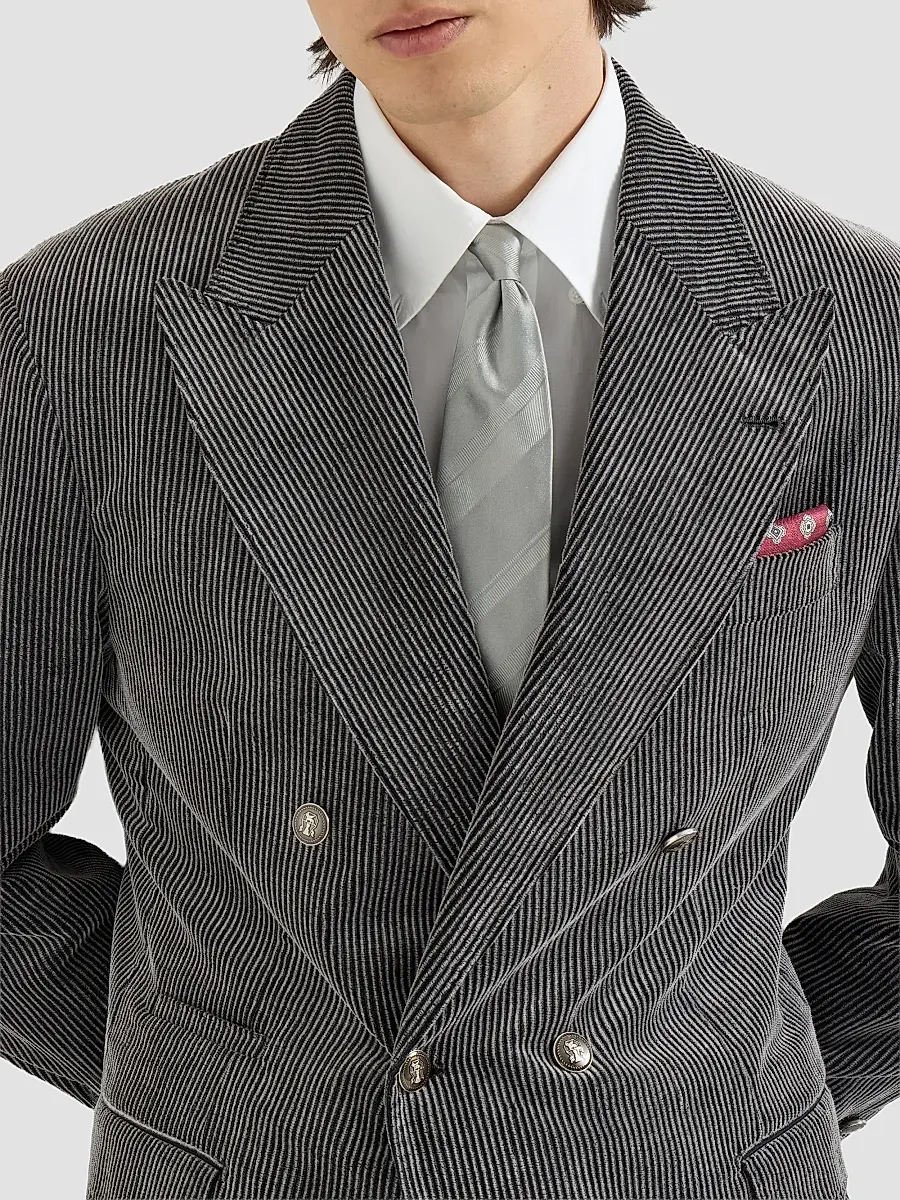 Brunello Cucinelli Men's Frosted Cotton Corduroy One-and-a-Half Breasted Tailor Blazer | Thumbnail 5