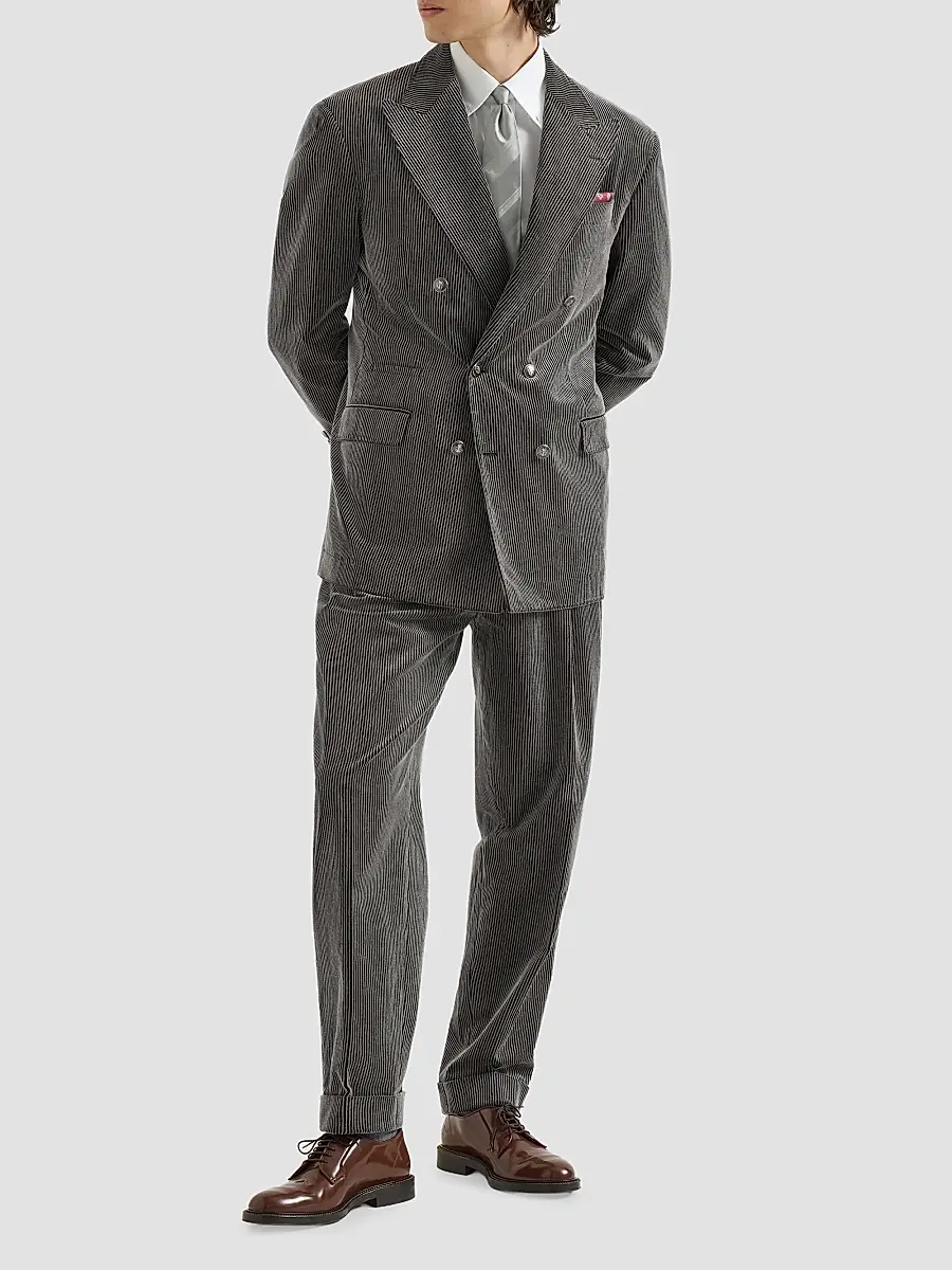 Brunello Cucinelli Men's Frosted Cotton Corduroy One-and-a-Half Breasted Tailor Blazer | Thumbnail 6