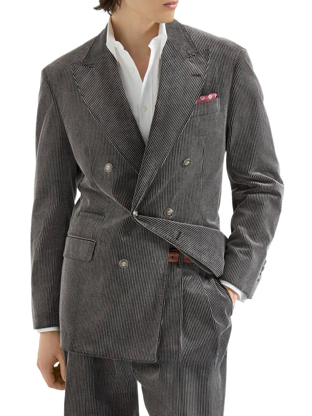 Brunello Cucinelli Men's Frosted Cotton Corduroy One-and-a-Half Breasted Tailor Blazer