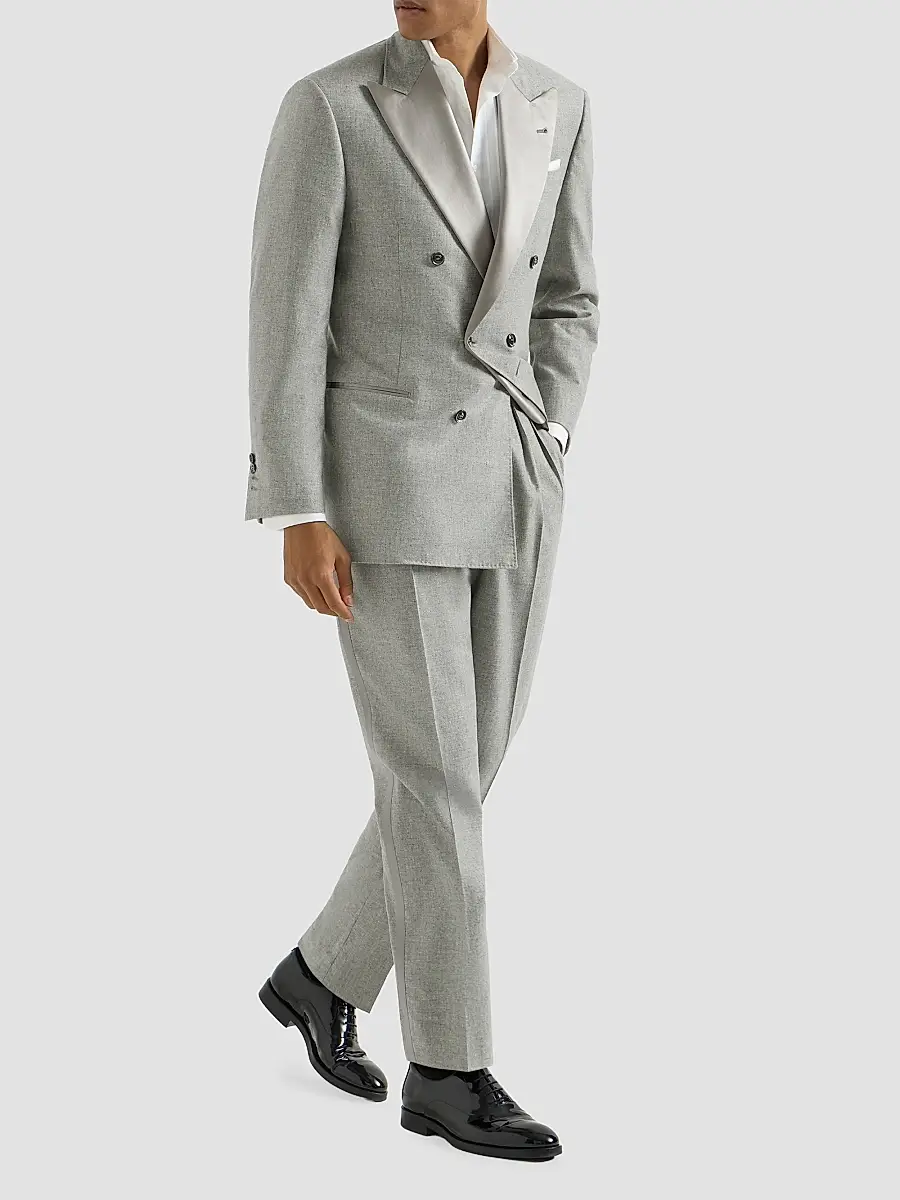 Brunello Cucinelli Men's Cashmere and Silk Lightweight Flannel Tuxedo | Thumbnail 2