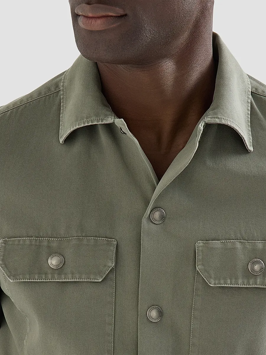 Brunello Cucinelli Men's Garment-Dyed Overshirt in Cotton Gabardine - Military | Thumbnail 5 Brunello Cucinelli Men's Garment-Dyed Overshirt in Cotton Gabardine - Military | Thumbnail 5