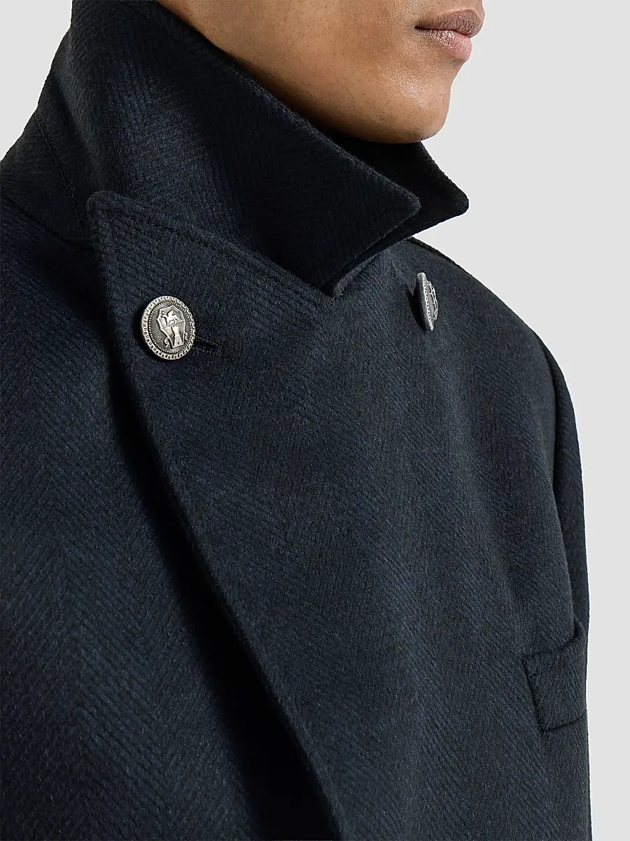 Brunello Cucinelli Men's Cashmere Chevron Flannel One-and-a-Half Breasted Coat | Thumbnail 5