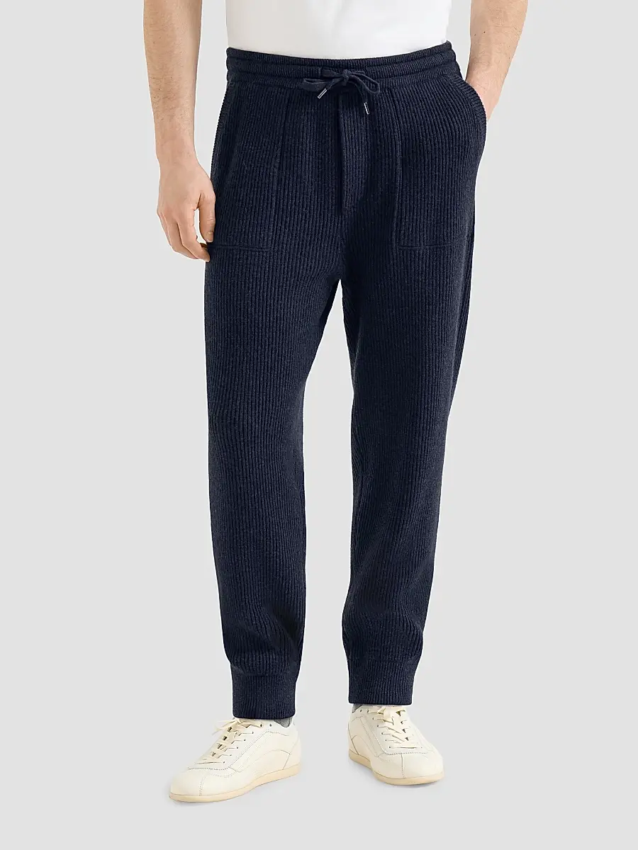 Brunello Cucinelli Men's Cashmere English Rib Knit Joggers | Thumbnail 2