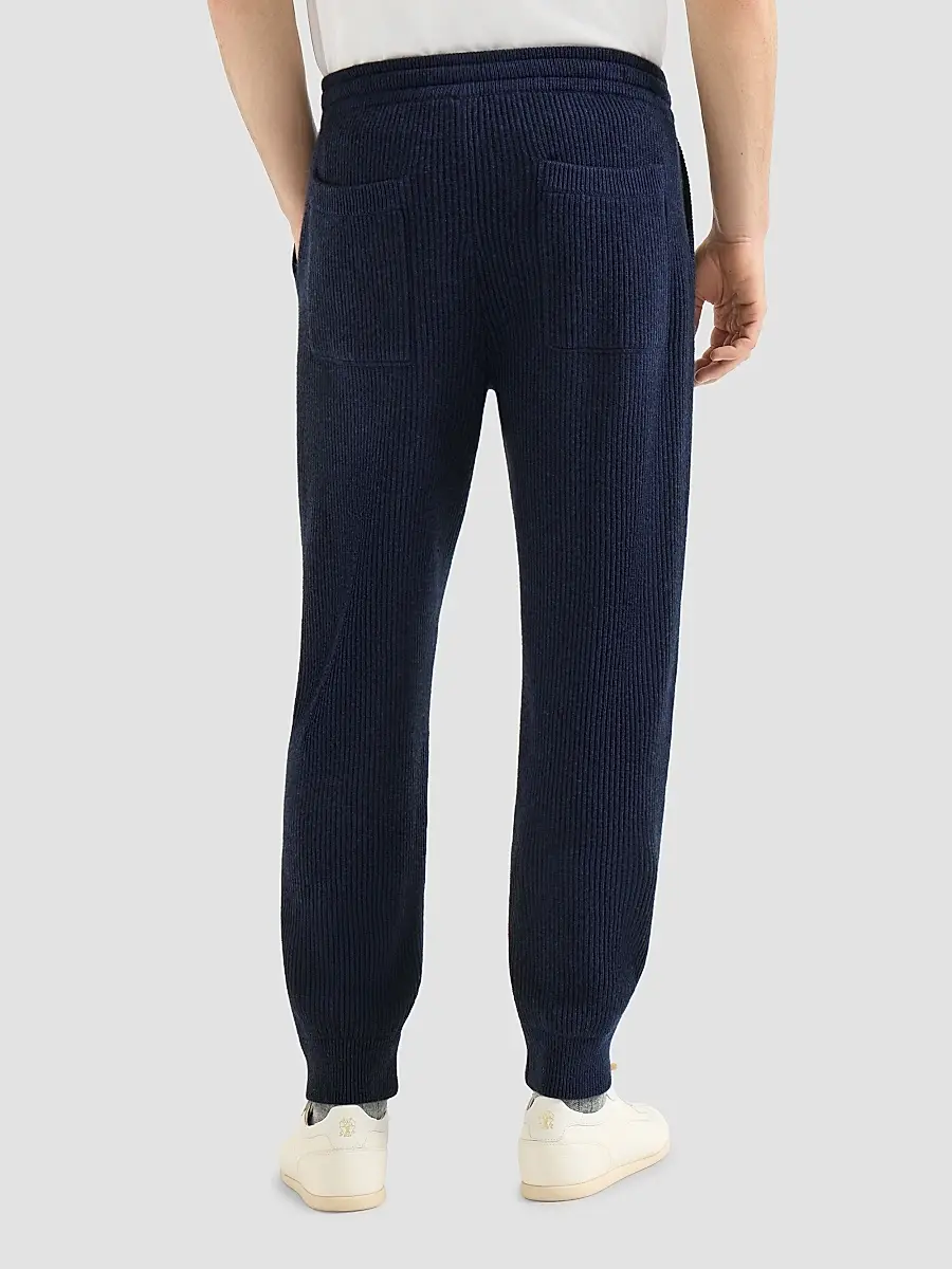 Brunello Cucinelli Men's Cashmere English Rib Knit Joggers | Thumbnail 3