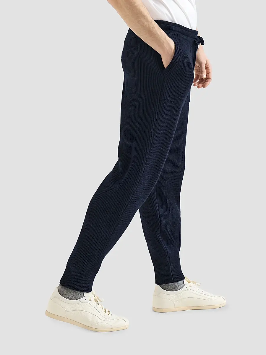 Brunello Cucinelli Men's Cashmere English Rib Knit Joggers | Thumbnail 4