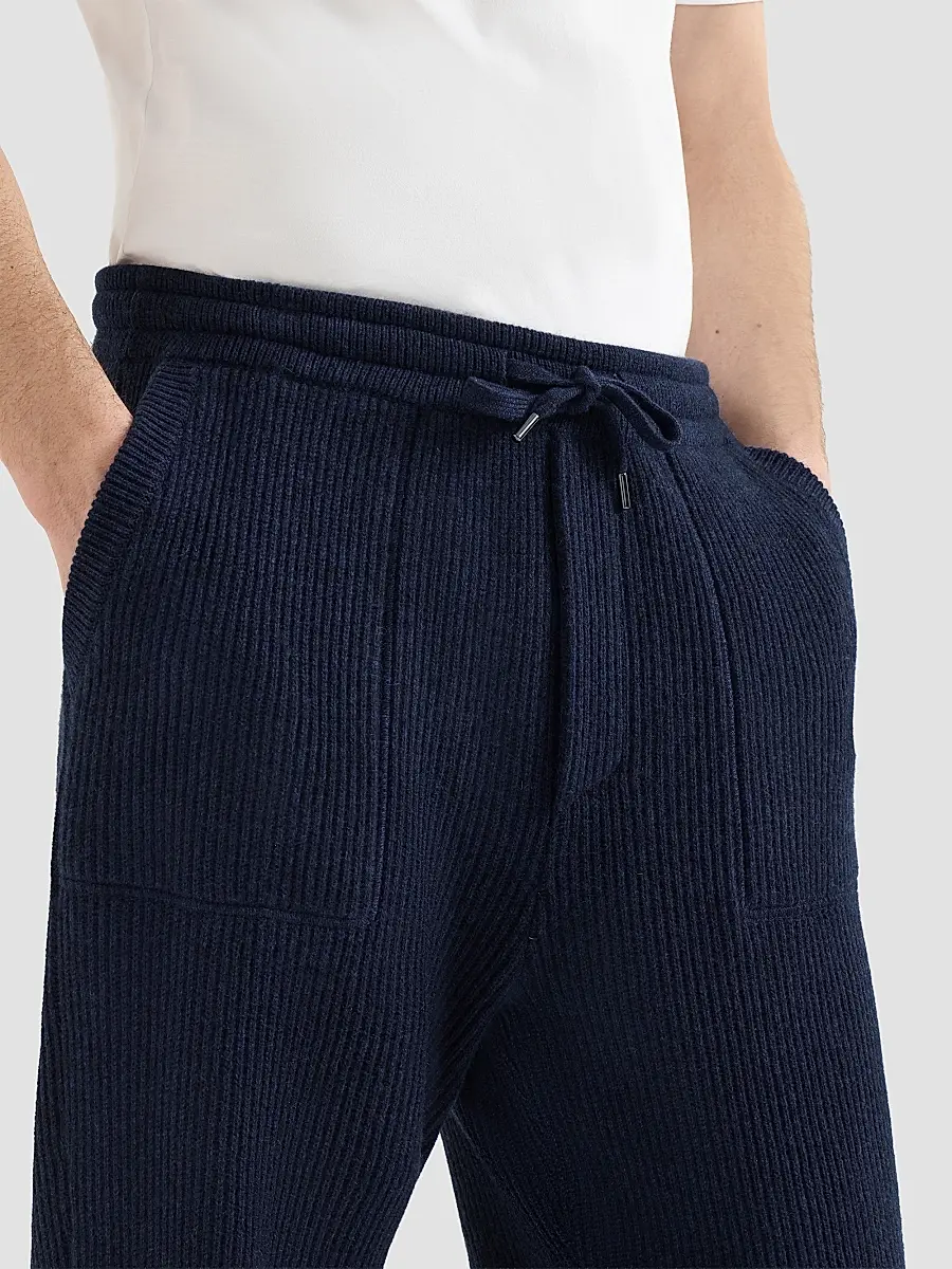 Brunello Cucinelli Men's Cashmere English Rib Knit Joggers | Thumbnail 5