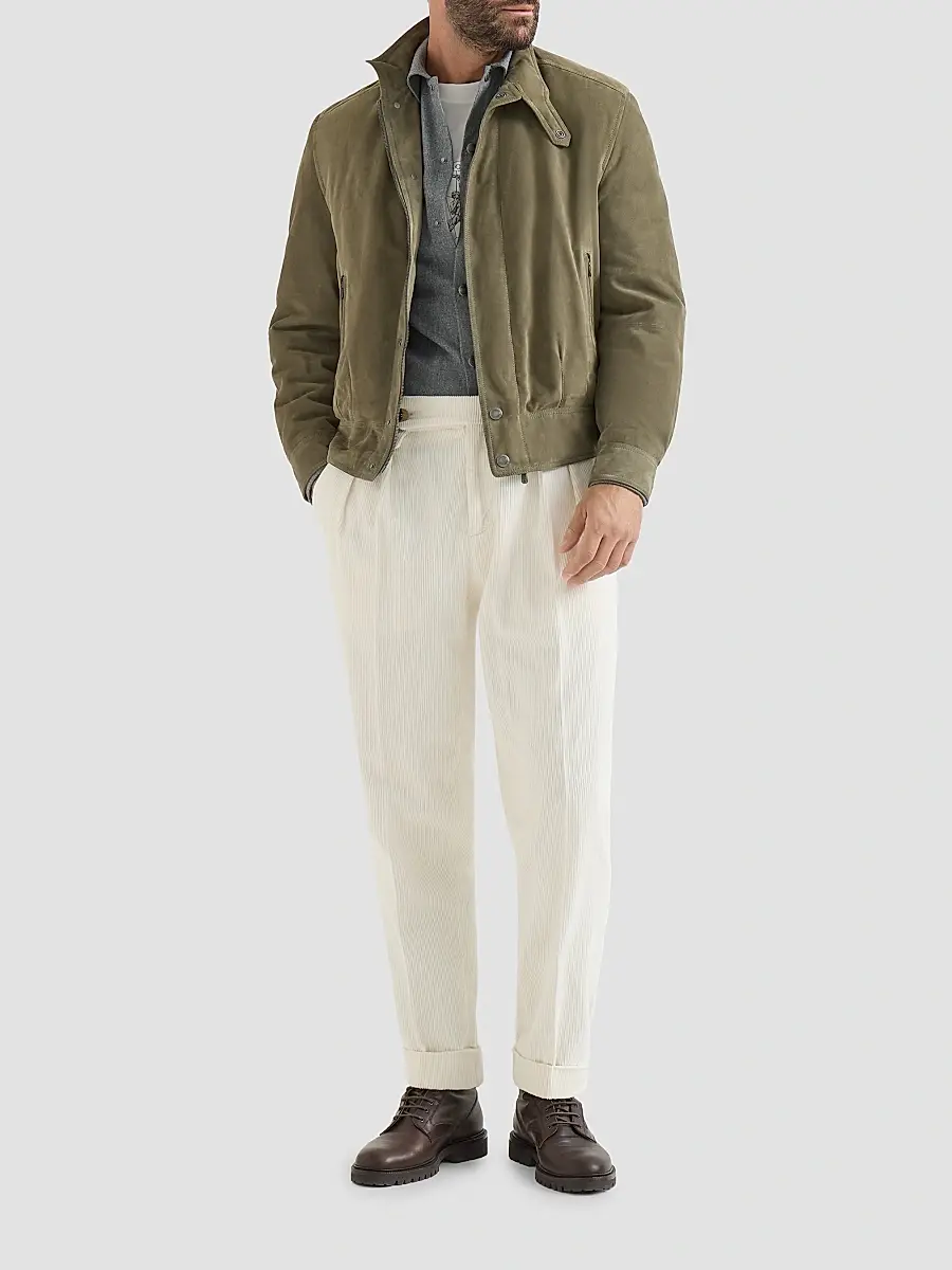 Brunello Cucinelli Men's Virgin Wool Flannel Overshirt with Spread Collar - Grey | Thumbnail 6 Brunello Cucinelli Men's Virgin Wool Flannel Overshirt with Spread Collar - Grey | Thumbnail 6