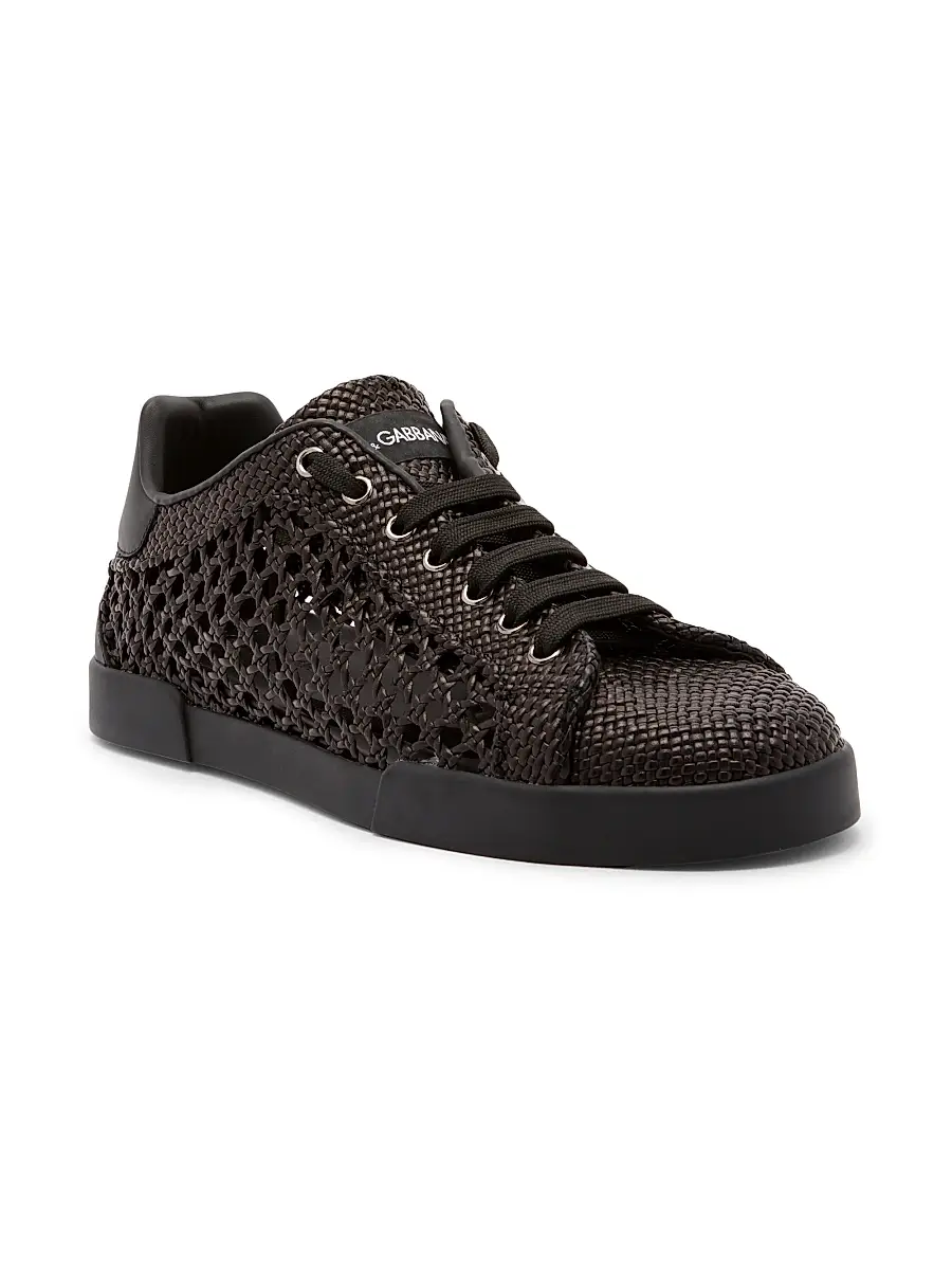 Dolce & Gabbana Men's Woven Leather Low-Top Sneakers | Thumbnail 2