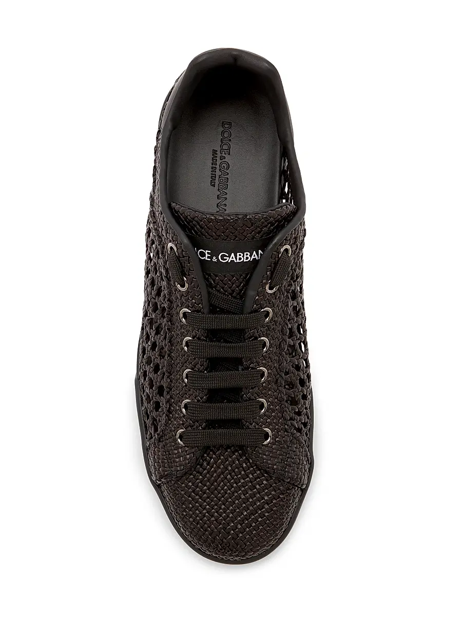 Dolce & Gabbana Men's Woven Leather Low-Top Sneakers | Thumbnail 4
