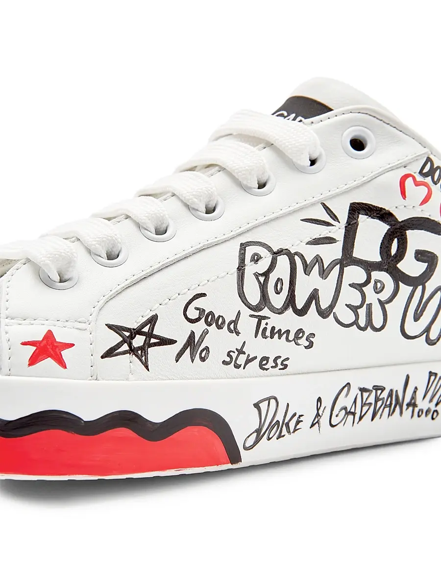 Dolce & Gabbana Women's Embellished Printed Leather Low-Top Sneakers | Thumbnail 5