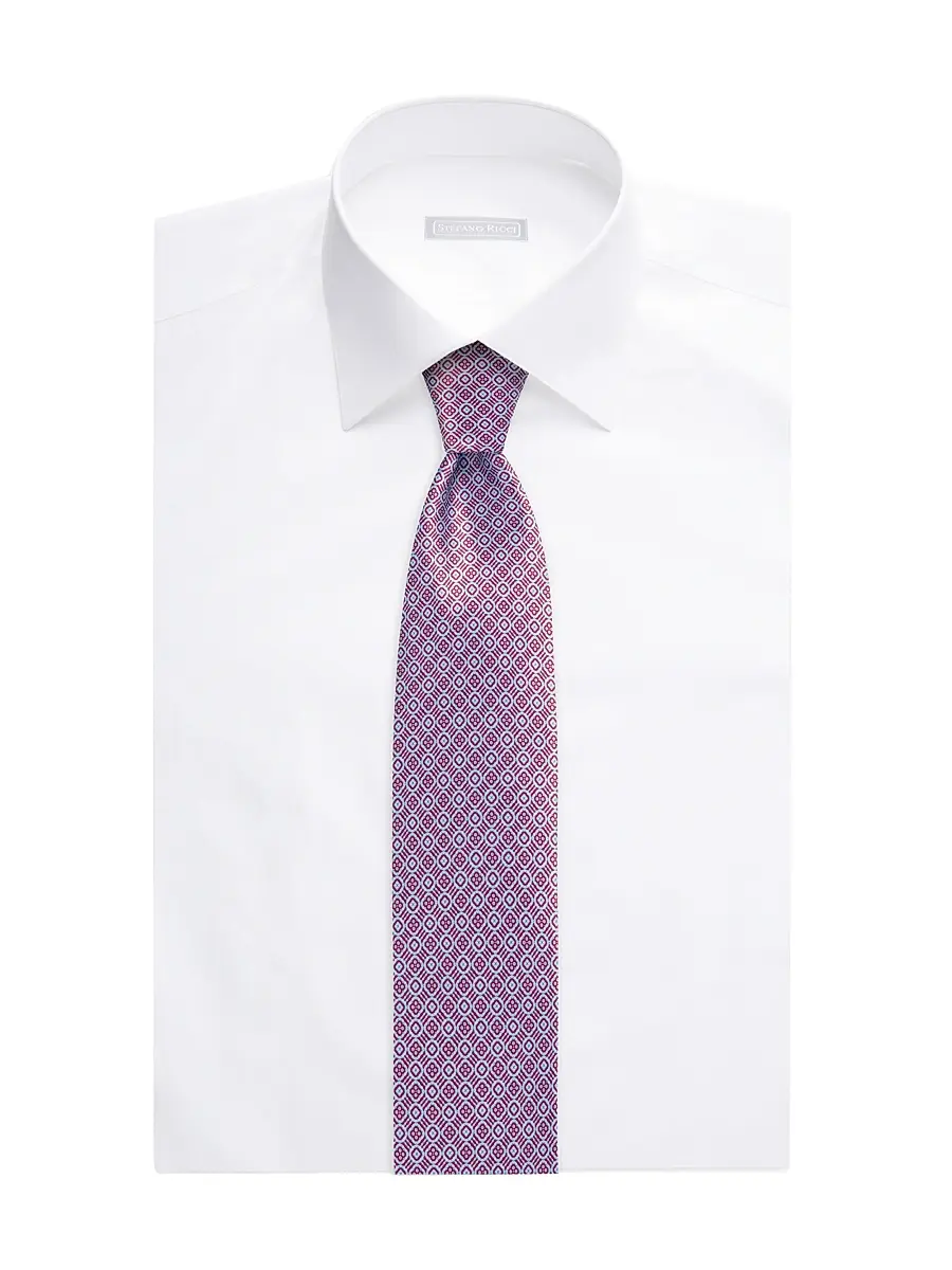 Stefano Ricci Men's Handmade Luxury Silk Tie - Red Light Blue | Thumbnail 2 Stefano Ricci Men's Handmade Luxury Silk Tie - Red Light Blue | Thumbnail 2