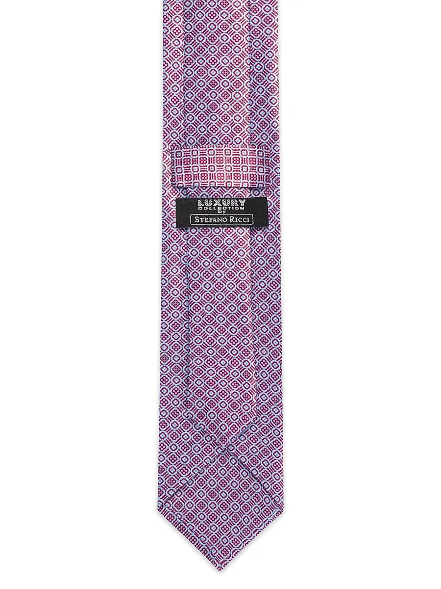 Stefano Ricci Men's Handmade Luxury Silk Tie - Red Light Blue | Thumbnail 3 Stefano Ricci Men's Handmade Luxury Silk Tie - Red Light Blue | Thumbnail 3