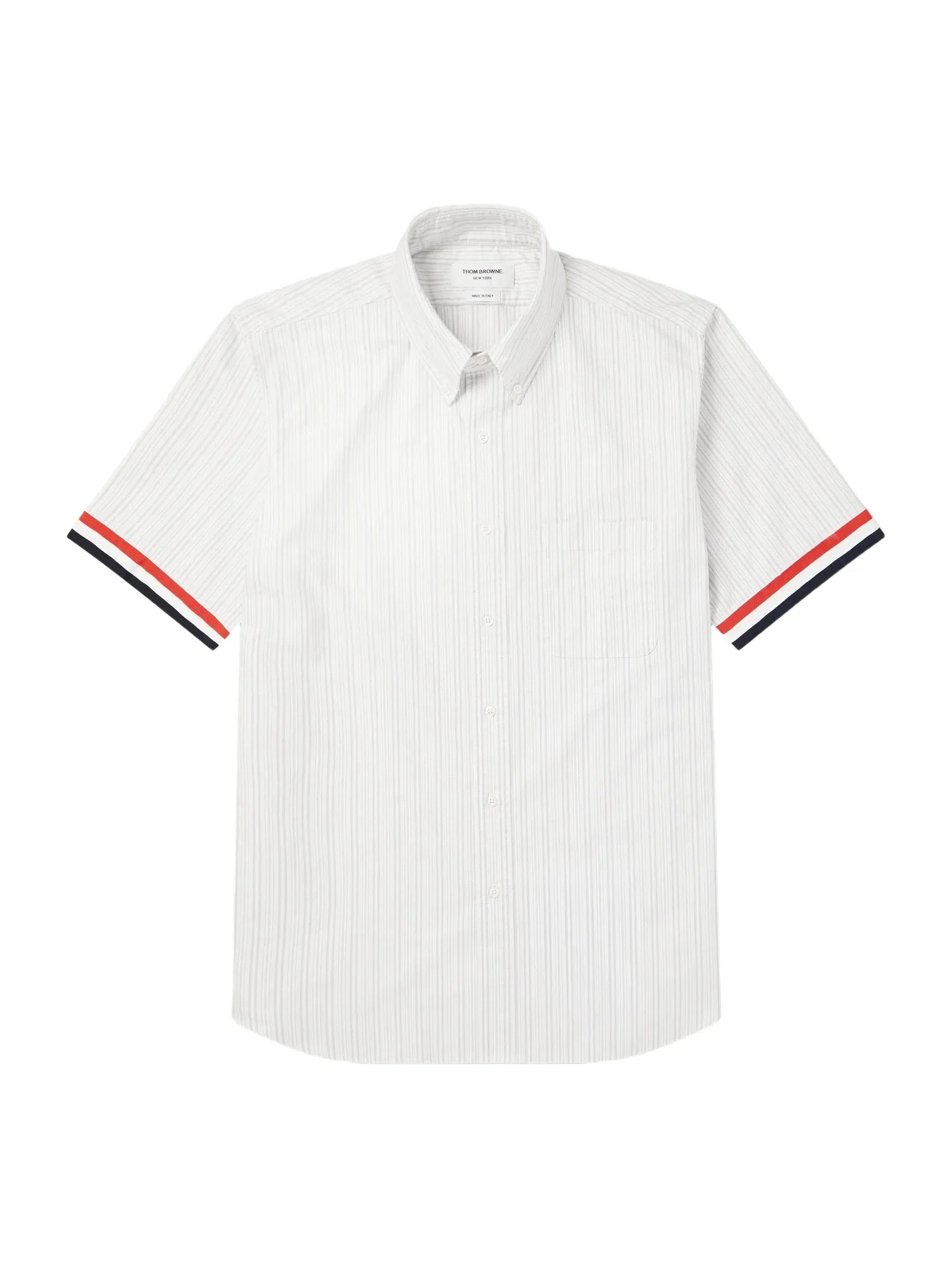 Thom Browne Logo-Appliquéd Striped Cotton-Oxford Shirt - Men