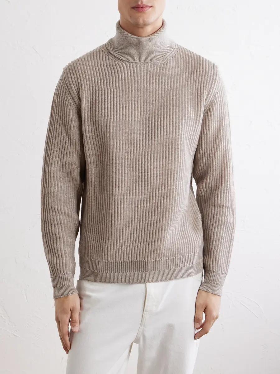Slowear Zanone Slim-Fit Ribbed Virgin Wool Rollneck Sweater - Men | Thumbnail 3 Slowear Zanone Slim-Fit Ribbed Virgin Wool Rollneck Sweater - Men | Thumbnail 3
