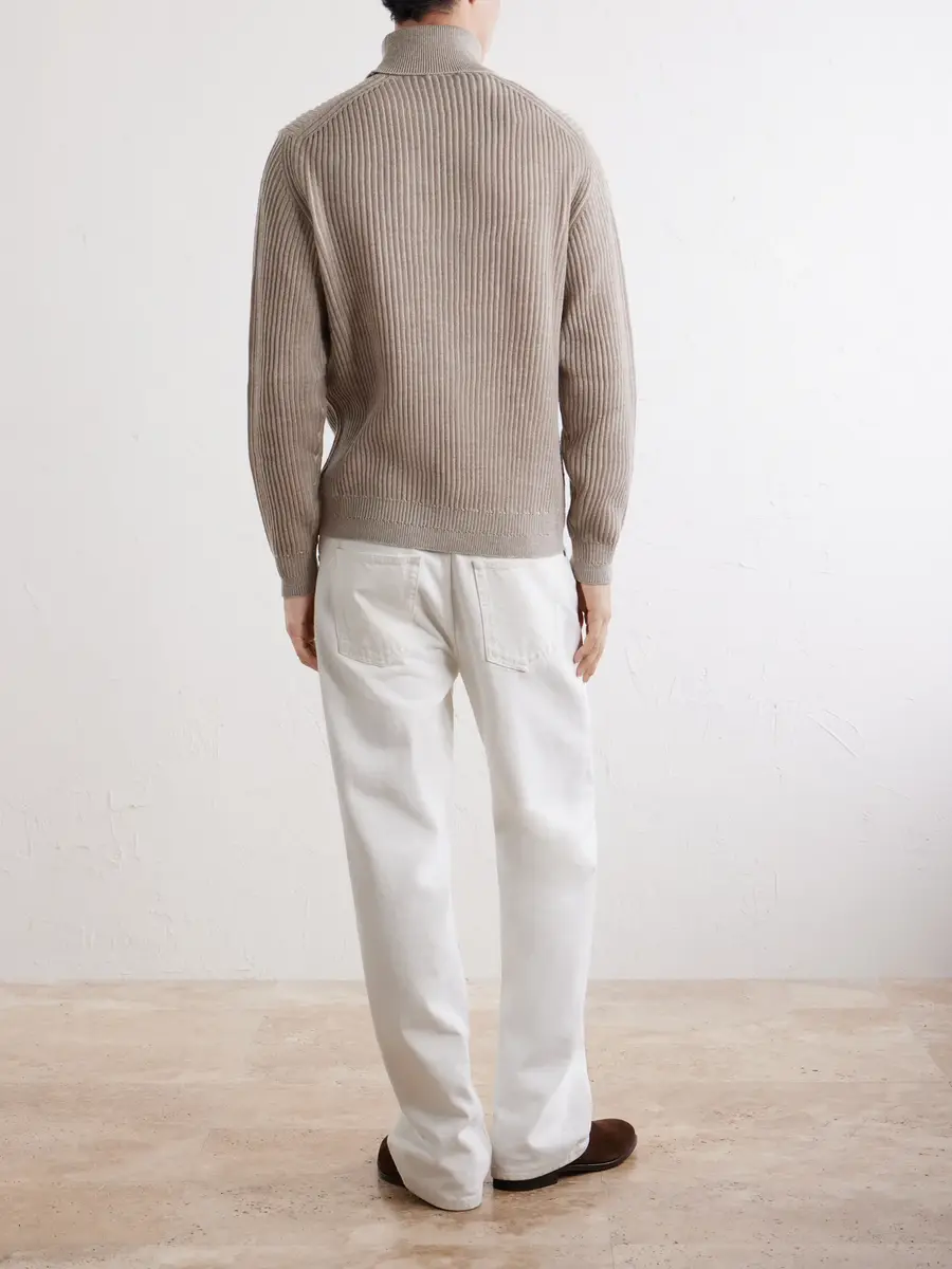 Slowear Zanone Slim-Fit Ribbed Virgin Wool Rollneck Sweater - Men | Thumbnail 4 Slowear Zanone Slim-Fit Ribbed Virgin Wool Rollneck Sweater - Men | Thumbnail 4