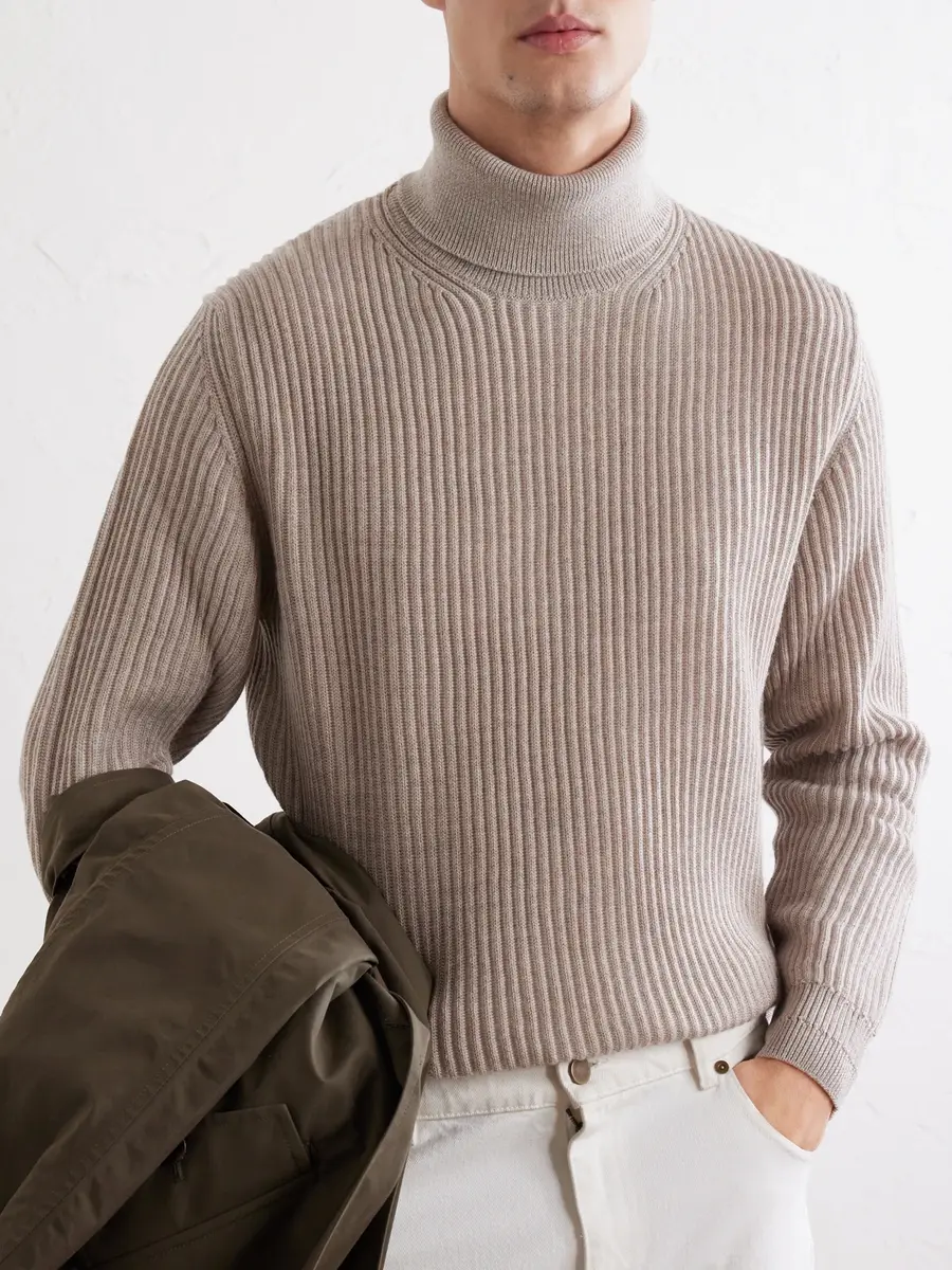 Slowear Zanone Slim-Fit Ribbed Virgin Wool Rollneck Sweater - Men | Thumbnail 5 Slowear Zanone Slim-Fit Ribbed Virgin Wool Rollneck Sweater - Men | Thumbnail 5
